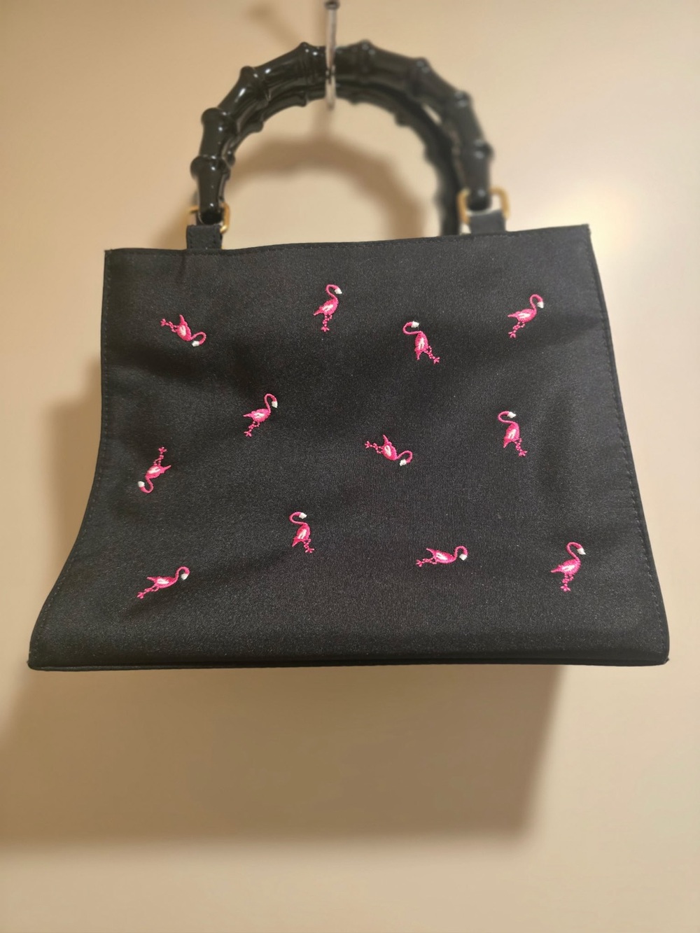 Small Handbag with Flamingo Embroidery